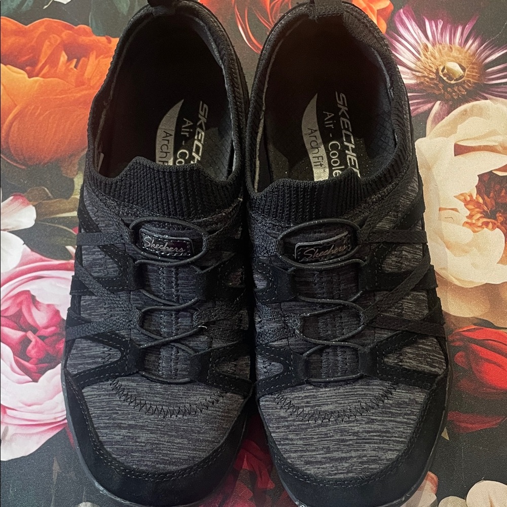 Skechers Black and Gray Slip-On Athletic Shoes